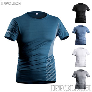 Ippolich Laufen T-Shirt Männer Sommer Eis Seide dünne Spitze reflektierende Druck schnell trocknen Kurzarm atmungsaktive Fitness Sport T-Shirt 5xl
