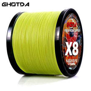 Ghotda Bunte japanische geflochtene Angelschnur, 0,14–0,5 m, Multifilament-Karpfen-Angelschnur, 8 Stränge, 100 m, 300 m, 500 m, 1000 m