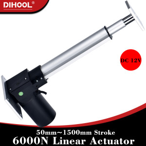 NONE 6000N Linearantrieb 12V Elektrischer Hubmotor 50mm~1500mm Hub 50kg~600kg Last Einstellbare Teleskop-Schubstange 25dB 60W
