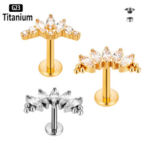 pioroe G23 Titan Lippenpiercing CZ PVD Innengewinde Labret Ohrring Ohrstecker Lippenringe Ohrknorpel Helix Lappen Körperschmuck 16G