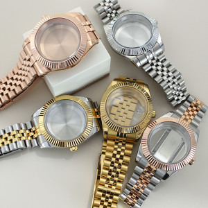 FEIYASHI 39mm 36mm geriffeltes gebogenes Uhrengehäuse Saphirglas für Seiko NH35 NH36 NH38 NH34 Miyota8215 Uhrwerk 28,5 Zifferblatt Jubilee Armband