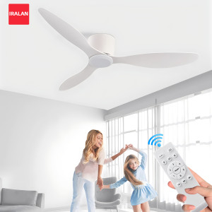 IRALAN 42 Zoll/52 Zoll Deckenventilator ohne Licht, 6 Geschwindigkeiten umkehrbar, Timer, Schlafzimmer-Wohnzimmer im Freien – Weiß/Schwarz/Holz