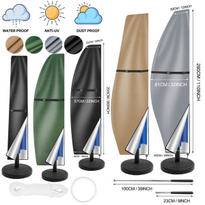 NONE Terrassenschirm-Sonnenschirm-Abdeckung, wasserdicht, für den Außenbereich, Banane, gerader Stil, passend für freitragenden Regenschirme bis zu