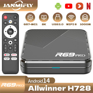 MORTAL Janmifly R69 PRO Set-Top-Box Android 14 Allwinner H728 WiFi 6, unterstützt Ultra HD 8K Bluetooth 5.0 Smart-TV-Box Netflix YouTube