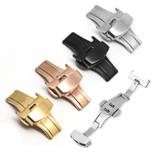 HQstrap Boucle papillon en acier inoxydable, bouton poli et mat, boucles de bracelet de montre 16mm 18mm 20mm 22mm, accessoires de fermoir