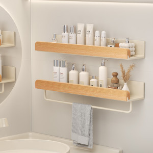 韵洁雅 Holz Aluminium Wasserdicht für Badezimmer Regal Regale Shampoo Make-up Lagerung Halter Zubehör Küche Sorage Bad Zubehör
