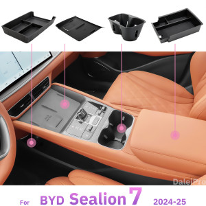 NONE Für BYD Sealion 7 2024 2025 Mittelkonsole Untere Aufbewahrungsbox Armlehne Aufbewahrungsbox Getränkehalter Ladepanel Pad für Sea Lion 07