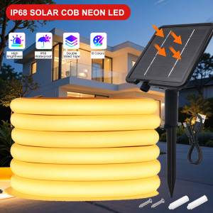 HAGAHA Solar-Neonlichtstreifen, 24 V, COB, wasserdicht, IP68, Rot, Grün, Blau, Warmweiß, 320 LEDs/m, flexible, hochdichte Linearbeleuchtung