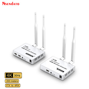 Nsendato 200M 4K 5,8G Wireless HDMI Sender Empfänger Extender 1 TX-4 RX Wireless HDMI Video Extender Kit mit IR für TV Box PC