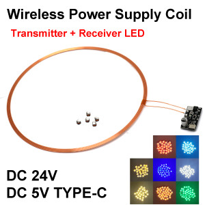 DYKBmetered DC 5V 24V 200mm Drahtlose Netzteil Sender Spule Induktion Empfänger LED Licht Lampe Spielzeug Roboter Modell