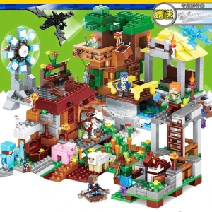 NONE Myworld Kleine Dorf Dschungel Baumhaus Höhle Bausteine Kinder pädagogische Ziegel Spielzeug Geschenk für Geburtstag