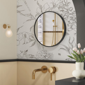 SONGMICS Wandspiegel, Ronde Spiegel, Badkamerspiegel, 40/50/61/76 cm, Metalen Frame zwart