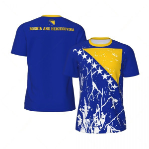 NONE Bosnien und Herzegowina Muster T Shirt 3D Gedruckt Sport Fußball männer T-shirt Fußball Kurzen Ärmeln Sommer T-shirts Tops