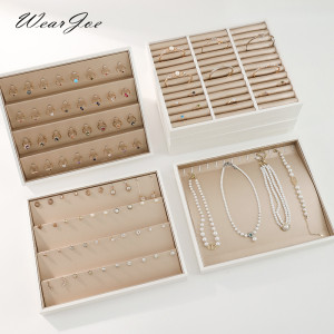 WILLJANE Schmuck-Display-Tablett aus PU-Leder für Schublade, Arbeitsplatte, Anhänger, Ohrringe, Halskette, Ring, Organizer, Armbandhalter,