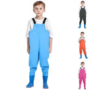 NONE Outdoor Mädchen Junge Angeln Spielen Wasser Hosenträger Regen Hosen Mit Stiefel Kinder Angeln Wasserdichte Schuhe Wader Jagd Hosen