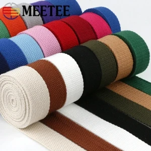 Meetee 5M 20/25/32/38/50mm 2mm Dickes Gurtband Polyester Baumwolle Canvas Gurtbänder Band für Rucksackgurt Gürtelband Kleidungsstück Gewebtes Band