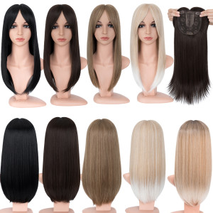 Benehair Haaraufsätze für Frauen, 45,7 cm, gerades Topper-Haar mit Pony für dünner werdendes Haar, synthetische Haarteile, Pony-Haarverlängerung