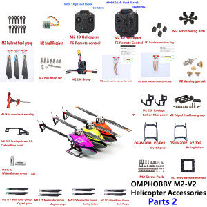 NONE OMPHOBBY M2-V2 / EXP / EVO RC Hubschrauber Zubehör 2 Kohlefaser ESC Blade Rotorkopf ReceiverT6 Fernbedienungsadapterkabel