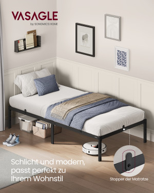 VASAGLE bed Metalen bedframe Opbergruimte onder het bed Modern logeerbed Eenvoudig ontwerp Ink Black 160*200 CM