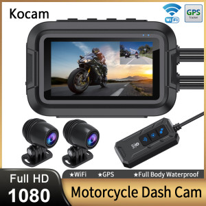 kocam Dual 1080p Motorrad DVR Ganzkörper wasserdichte Moto-Kamera WiFi GPS Dash Cam vorne hinten fahren Video recorder Black Box