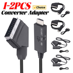 VODOOL 1m Schalter Konverter Scart Zu HDMI-kompatibel 1080P Video Konverter Adapter DC 5V Micro USB kabel Zubehör für Set-top Box