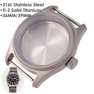 tandorio Pilot Taucheruhrengehäuse Titan 316L Stahl für NH34 NH35 NH36 NH38 NH70 PT5000 ETA2824 Saphir 20BAR Wasserdicht Antiallergie