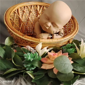 NONE Neugeborenen Baby Fotografie Requisiten Echte Indonesien Cane Gurtband Rolle Natürliche Rattan Stuhl Kleinkinder Foto Prop Zubehör Hintergrund