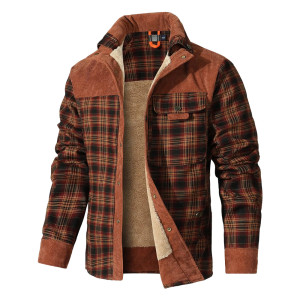NONE Herrenjacken, Winter, winddicht, warm, lässig, Bombermantel, kariert, mit Sherpa gefüttert, Flanell, Outdoor, klassisch, weiche Jacken, Herren,