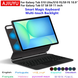 AJIUYU Magische Tastatur für Samsung Galaxy Tab S10 FE 10,9 X520 X526 Hülle für Tab S7 S8 S9 FE 11" S10 Lite Smart Cover Folio Multi-Touch