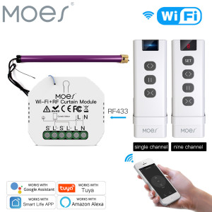 MoesHouse MOES WiFi RF433 Blind Vorhang Schalter Fernbedienung für Elektrische Rollladen steuer modul Tuya Smart Leben Google Home Alexa Stimme