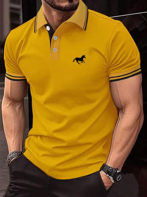 DINGSHITE Neues Herren-T-Shirt, klassisches Kurzarm-Poloshirt, Sommer-Top, lässiges T-Shirt, Knopf-Revers, supergroßes S-3XL-Freizeit-Poloshirt