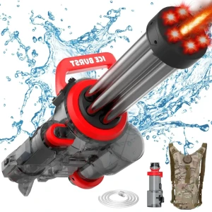 MOQIDODO 2024 stärkste gatling elektrische Wasser pistole Spielzeug mit Licht schießen Wasser pistole Sommer Strand Pool Spielzeug für Jungen