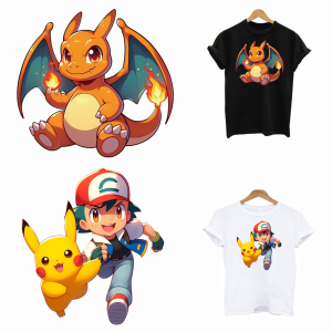 Potdemiel Pikachu Cartoon Anime Niedliche Aufkleber zum Aufbügeln für Kinderkleidung, Wärmekleber, Thermotransfer, Bügelanwendungen, Patches