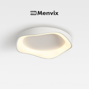 Menvix Moderner weißer intelligenter Kronleuchter für Schlafzimmer, Wohnzimmer, Küche, Arbeitszimmer mit Fernbedienung, runder Ring,