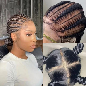 IAMVIP 360-Grad-Voll-HD-Echthaar, knochenschwarz, gerade, vorderer Körper, HD-Spitze-Frontal-Perücken für Frauen, Remy-Perücke, Wear Go, ohne Kleber