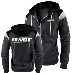 NONE Herren Sweatshirts Tractor FENDT Herren Hoodies Jacke Block Kontrast Sportbekleidung Winddichter Fleece-Kapuzenmantel