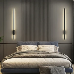 DAMIASMIL Moderne LED-Wandleuchte mit langem Stab, einfache nordische Innenhintergrund-Wanddekoration, Lichter für Wohnzimmer, Schlafzimmer, Treppen,