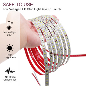 KISUFU 12V 24V 5m 10m 20m 50m 100m LED-Streifenlicht 2835 120 LEDs Flexibles Klebeband Helle 8mm PCB 13 Farben Heimdekoration Nicht wasserdicht