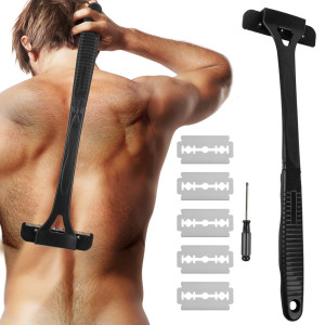 NONE Herren-Rückenrasierer, Haar- und Körperrasierer, Sicherheits-Langgriff, faltbarer Trimmer, Körper- und Beinentfernung, Rasierer-Werkzeug,