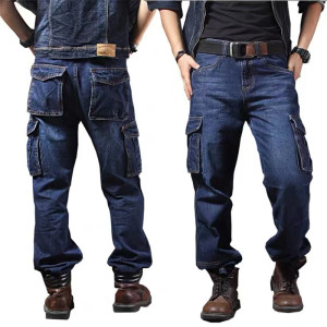 MORUANCLE männer Casual Cargo Jeans Hosen Mit Multi Taschen Arbeitskleidung Taktische Denim Trouers Outdoor Klettern Stretch