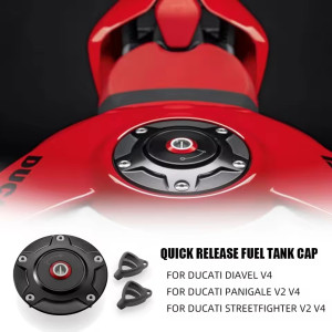 FERLS REOUR Für Ducati DIAVEL V4 PANIGALE V2 V4 STREETFIGHTER V2 V4 BILLET ALUMINIUM KRAFTSTOFFTANKDECKEL Schnellverschluss Tankdeckel 2022 2023 2024