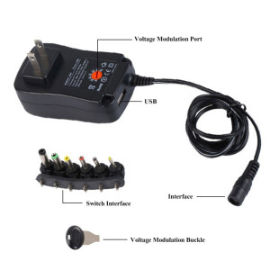 AEVYVKV Adaptateur d'alimentation 12V 2A 30W réglable 3V 5V 6V 9V 12V USB universel AC DC transformateur d'alimentation 220V à 12V ACDC SMPS