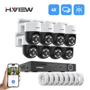 H.view 8Ch 4K 5MP 8MP Cctv Beveiligingscamera Ptz Home Video Surveillance Kit Outdoor Ip Camera Humanoïde Detectie 8MP 8PCS Cameras