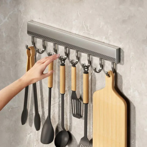 NONE Küche Lagerung Rack Aluminium Legierung Haken Rack Wand Montiert Küche Utensil Lagerung Rack Bad Robe Handtuch Aufhänger
