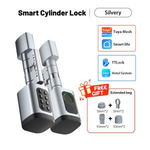 Catchface Neue einstellbare 5 Entriegelungsmethoden TUYA TTLock APP Fingerabdruck-Passwort Digitales RFID-Kartenzylinder Intelligentes Türschloss für