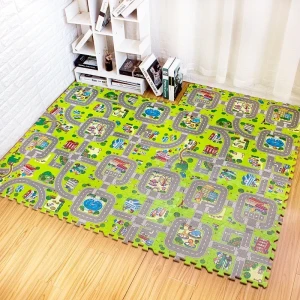 NONE Tapis de jeu EVA pour bébé, 9 pièces/lot, puzzle en mousse pour enfants, tapis de jeu pour enfants, jouets de sol doux, trafic routier,