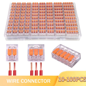 NONE Universele Quick PlugIn meerpoorts oranje draadconnector, elektrische terminals 250 volt 32 ampère, ideaal voor snelle en veilige verbindingen,