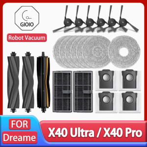 GIOIO Voor Dreame X40 Ultra/X40 Pro Accessoires Rubber Belangrijkste Zijborstel Mop Doek Stofzak HEPA Filter Robot vacuüm Vervangende Onderdelen 12