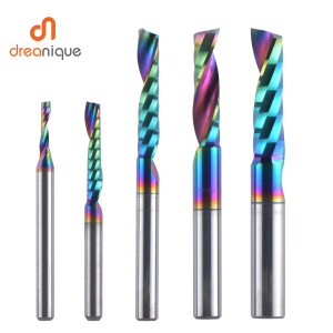 DREANIQUE 1pc AAAAA Einzelne Flöte Hartmetall Spirale Schaftfräser 3,175, 4,5,6mm Aluminium Fräser Gravur Holzbearbeitung Acryl DLC Beschichtung
