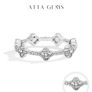 ATTAGEMS Eternity DVVS1 Moissanit-Ring für Damen, 100 % echtes 925er-Sterlingsilber, vergoldet, Hochzeit, Party, Charm, edler Schmuck, neu